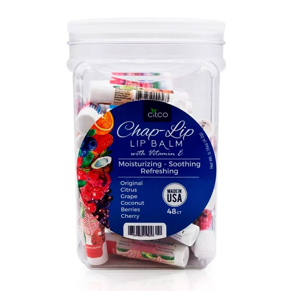 Moisturizing Lip Balm Jar Pack - 48 Count with Refreshing Flavors