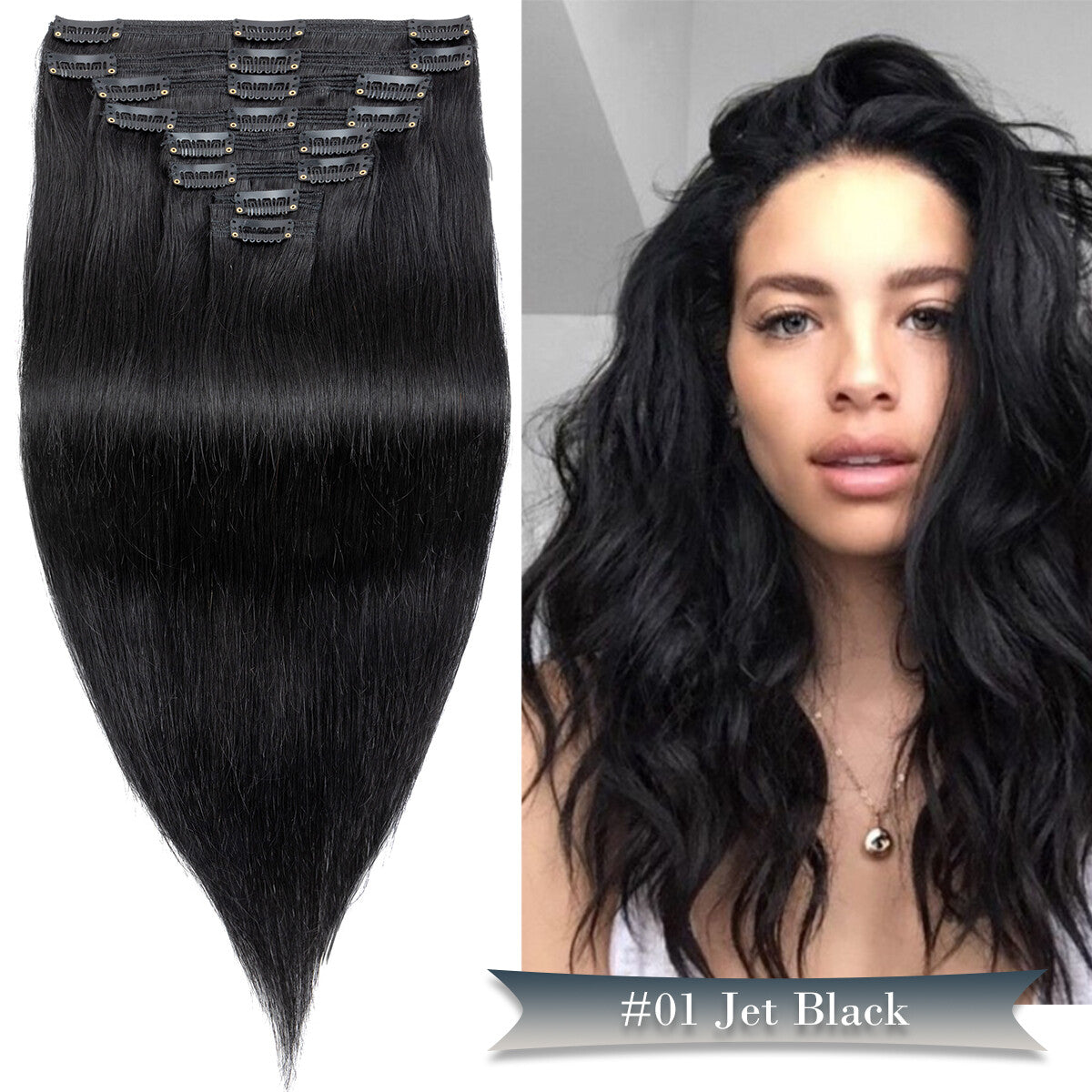 Double Weft Clip-In Human Hair Extensions Full Head - Thick & Tangle-Free
