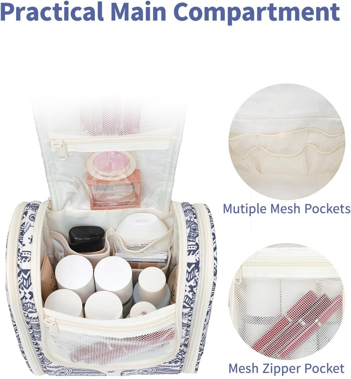 Water-Resistant Hanging Travel Toiletry Bag Organizer for Women