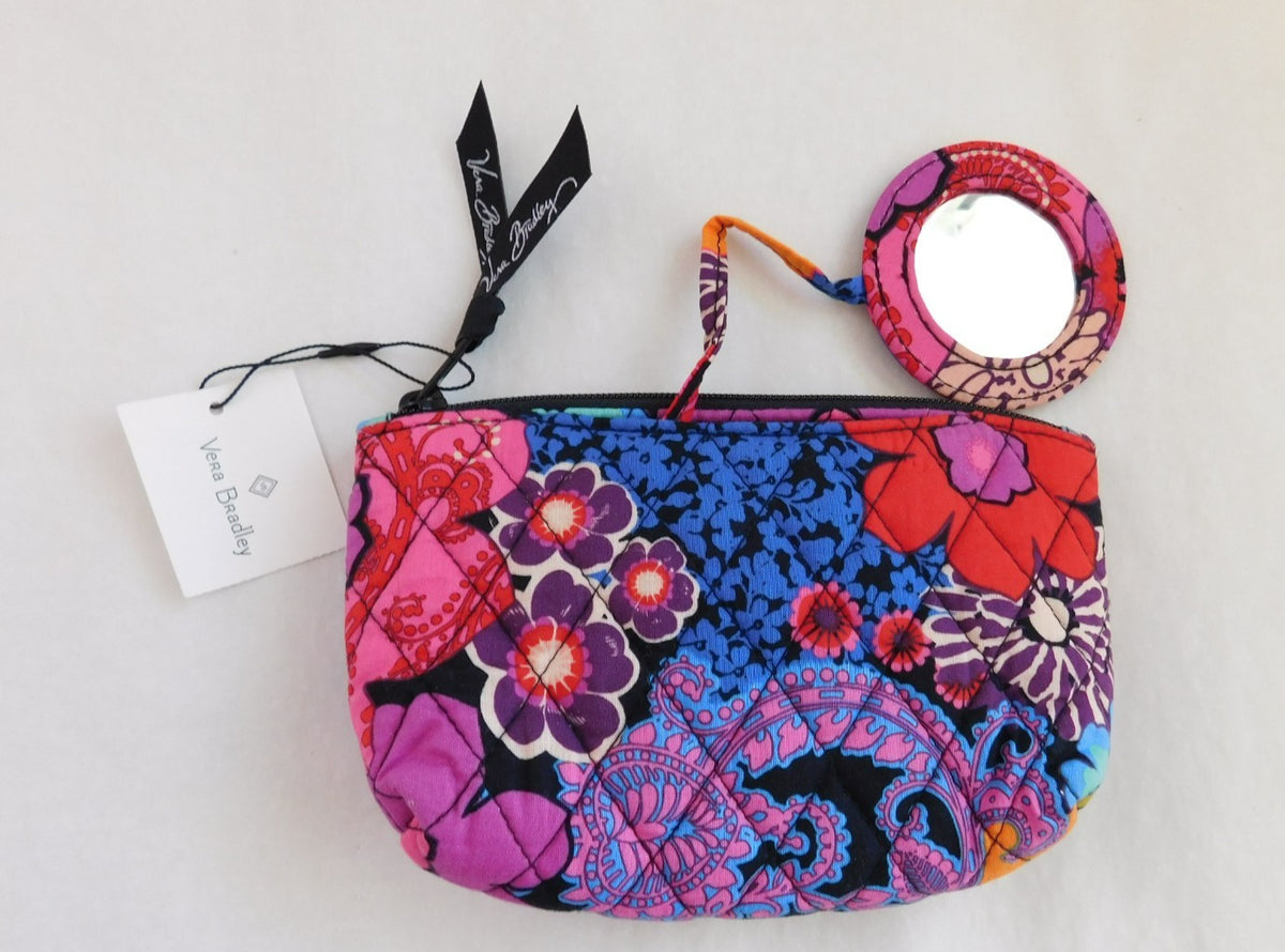 Vera Bradley Small Mirror Zip Cosmetic Case - Floral Fiesta Pattern