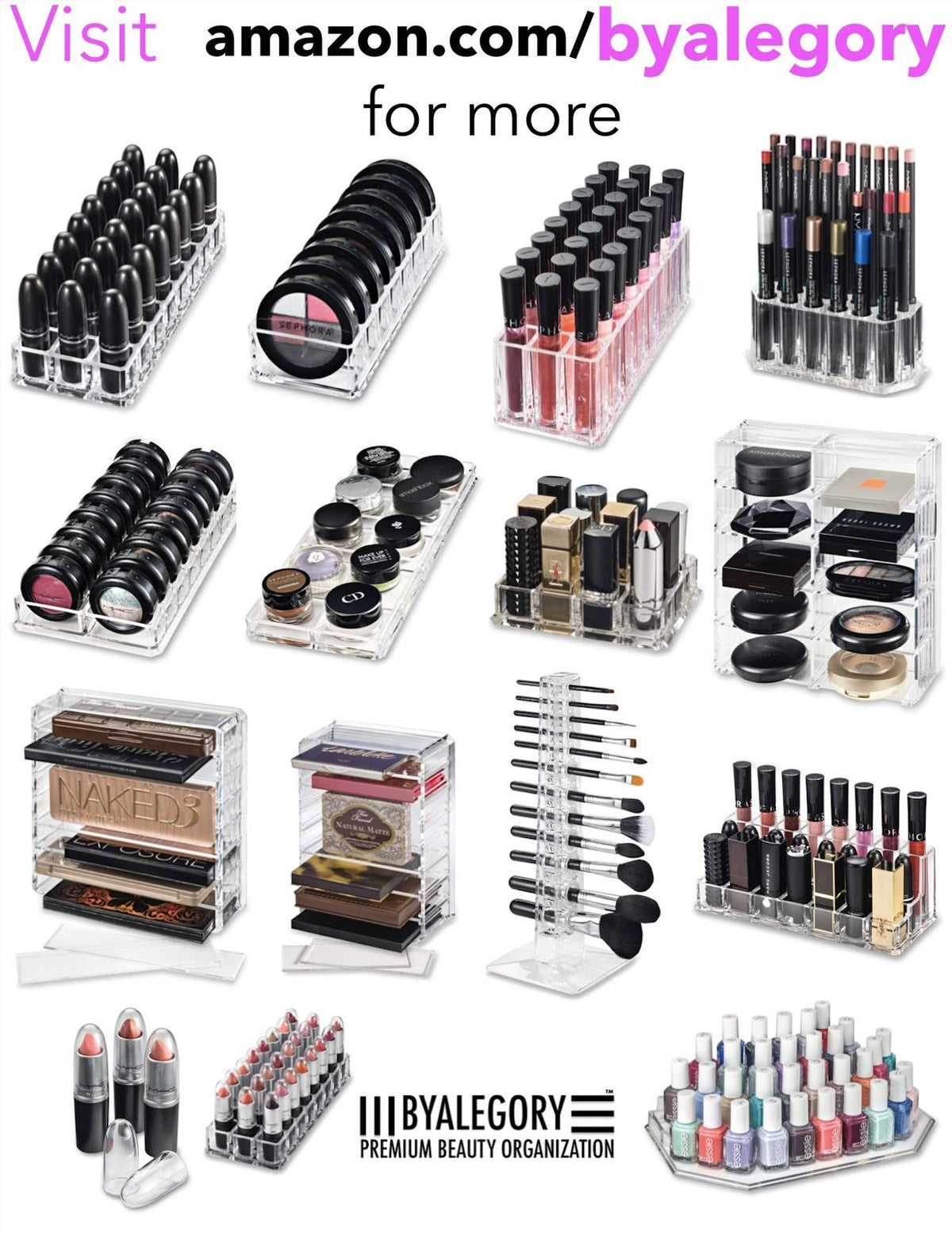 Clear Makeup Organizer Cubes Set of 3 for Beauty Storage and Display