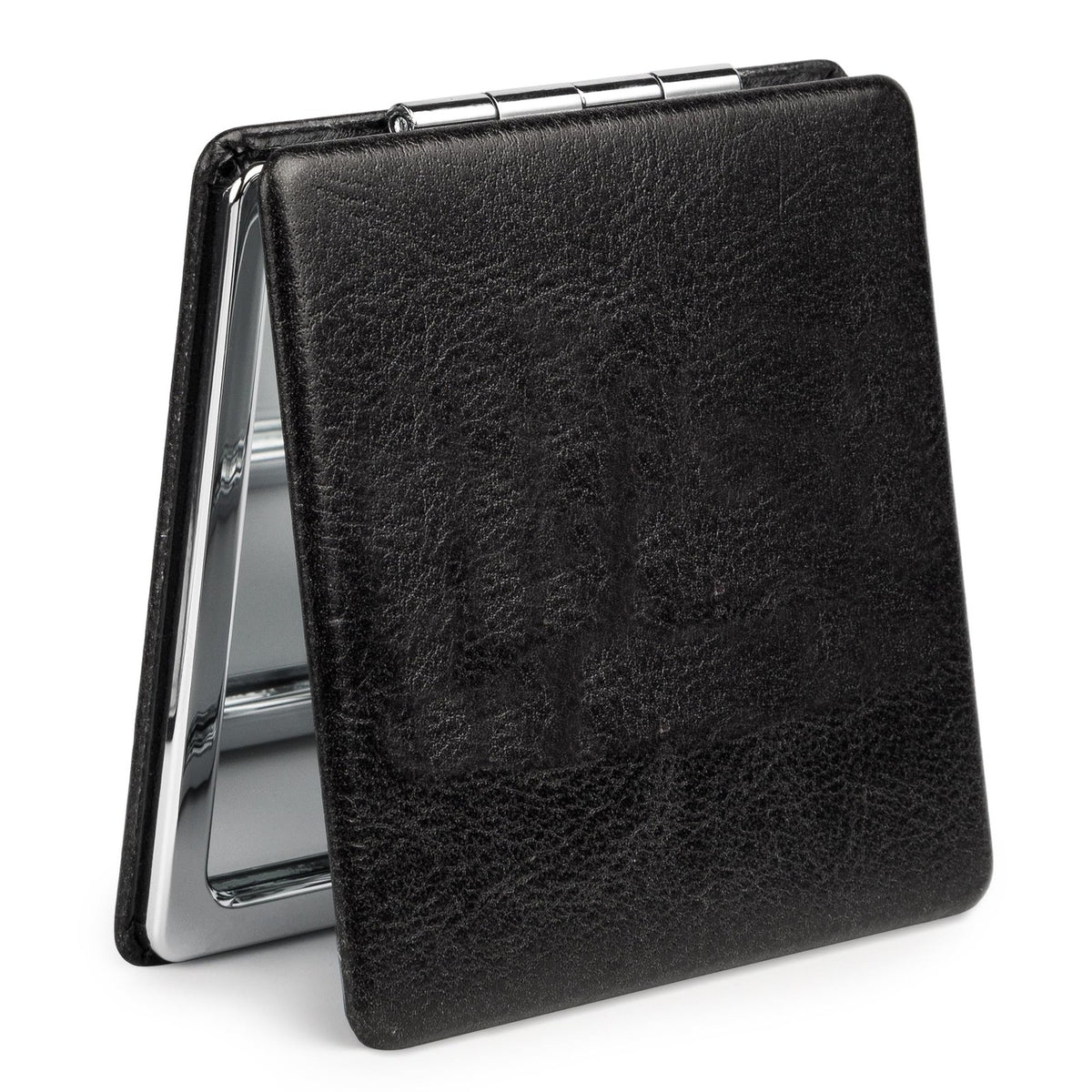 Foldable Travel Compact Mirror with Magnification - Black
