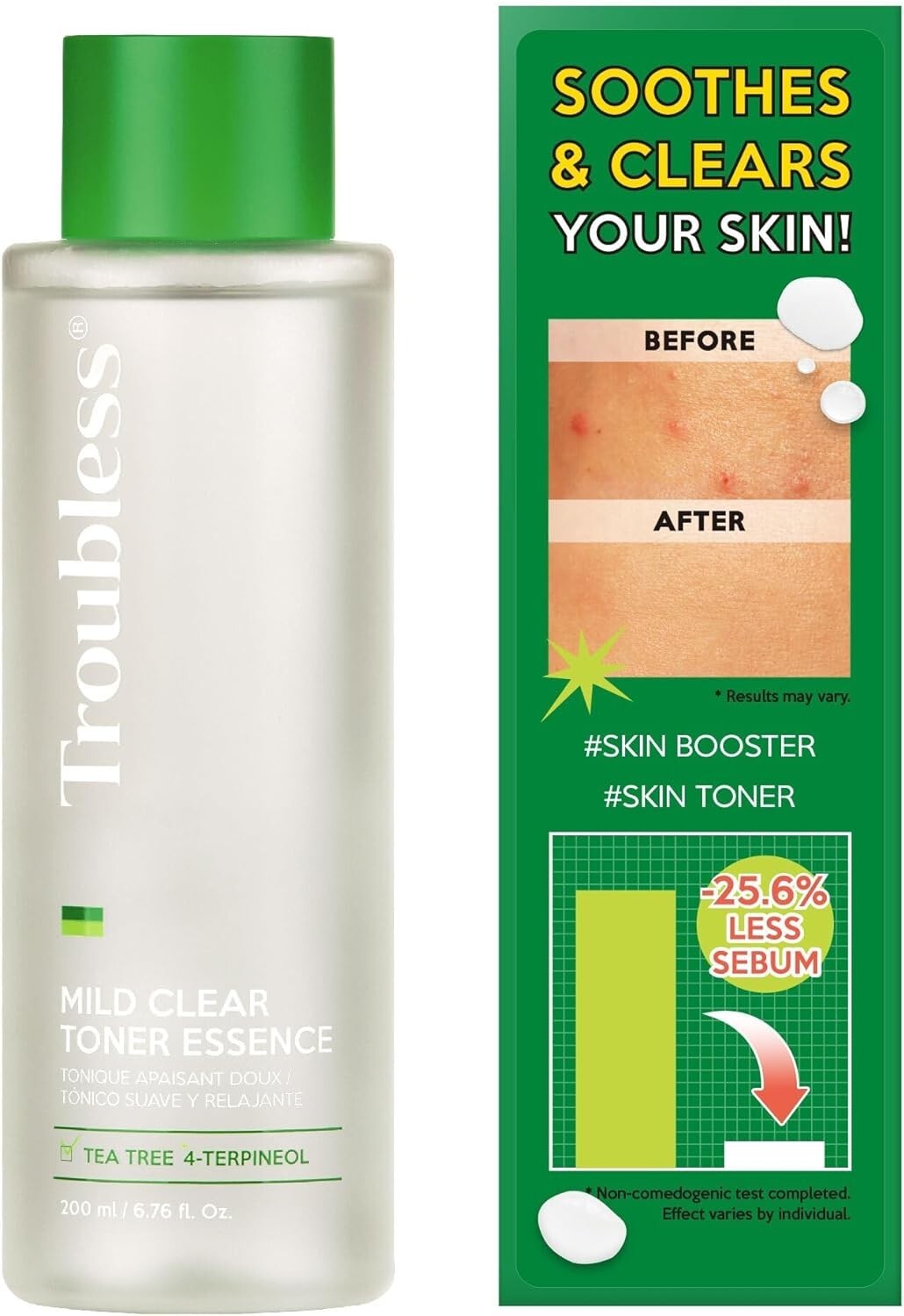 Troubless Mild Clear Toner Essence with Tea Tree & 4-Terpineol for Sensitive Skin - 6.76 fl oz