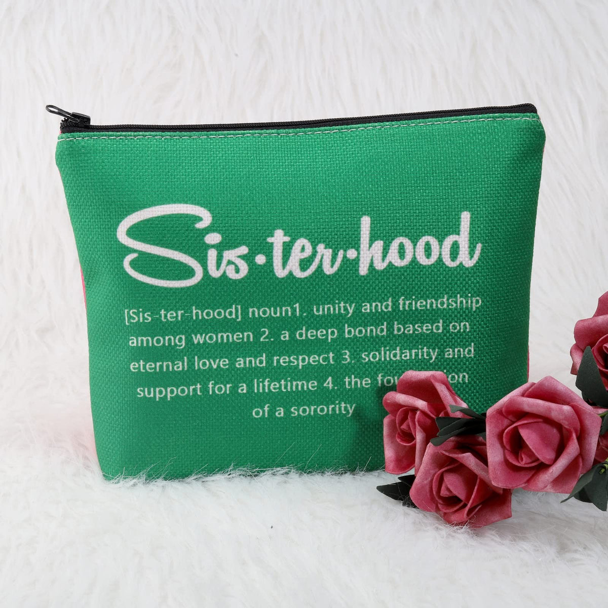 Sorority Graduation Cosmetic Bag Pink and Green Travel Organizer Gift