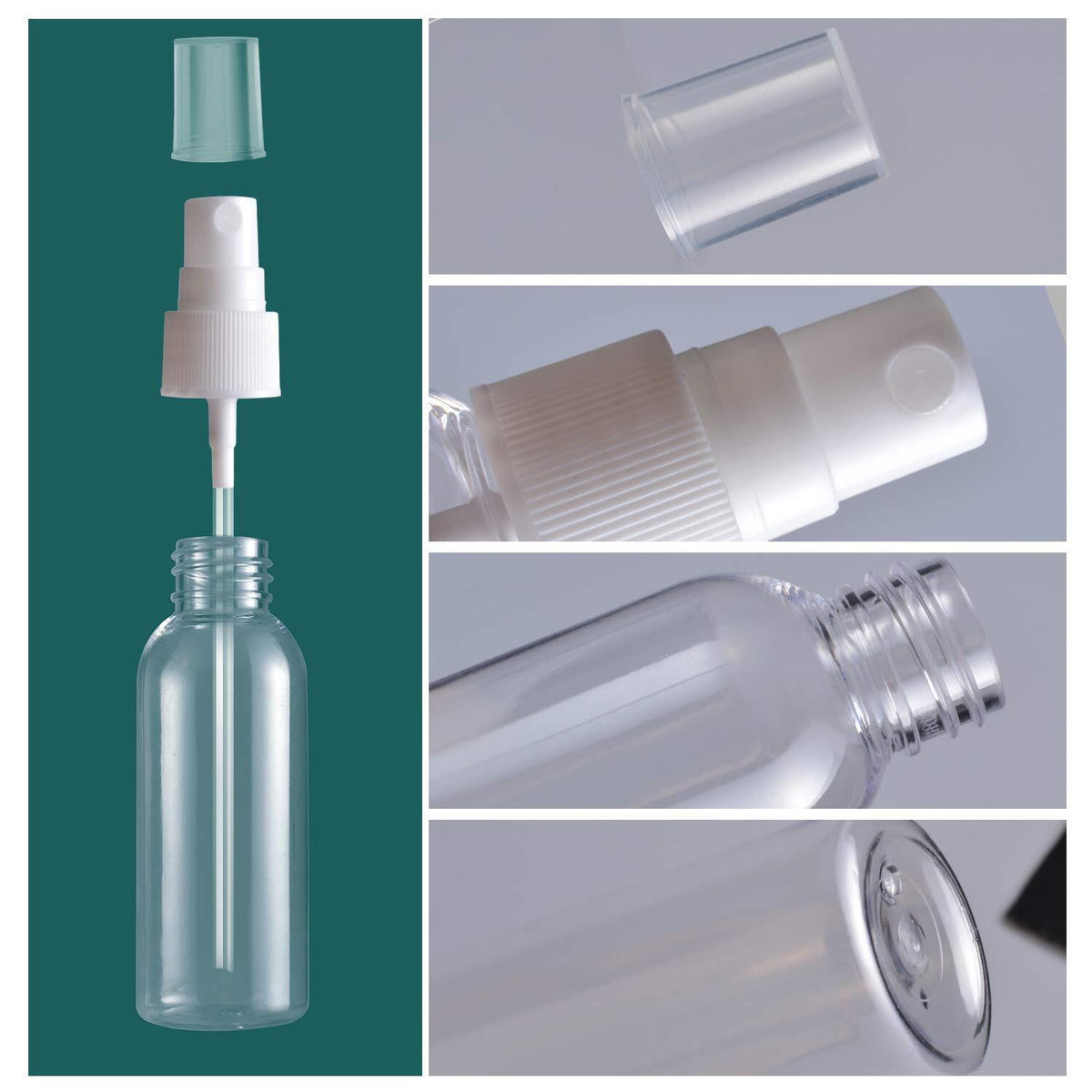 4oz Clear Plastic Spray Bottles Set with Funnels & Labels - Leak-Proof Travel Containers