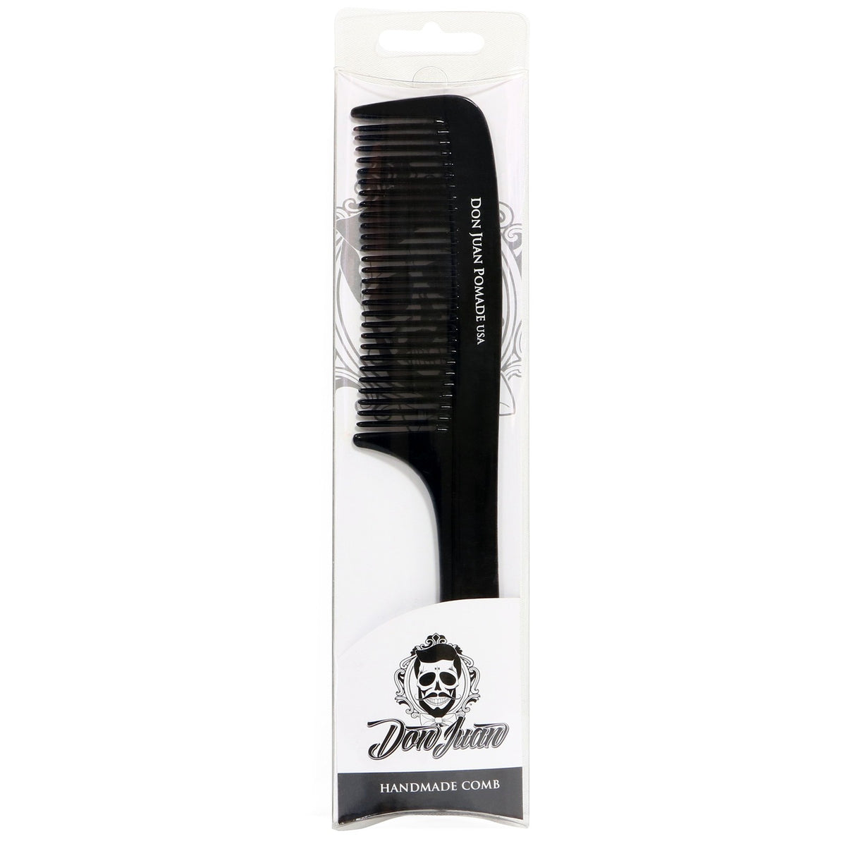 Handmade Black Styling Handle Comb 8.7 Inches - Gentle Tangle-Free Hair Tool