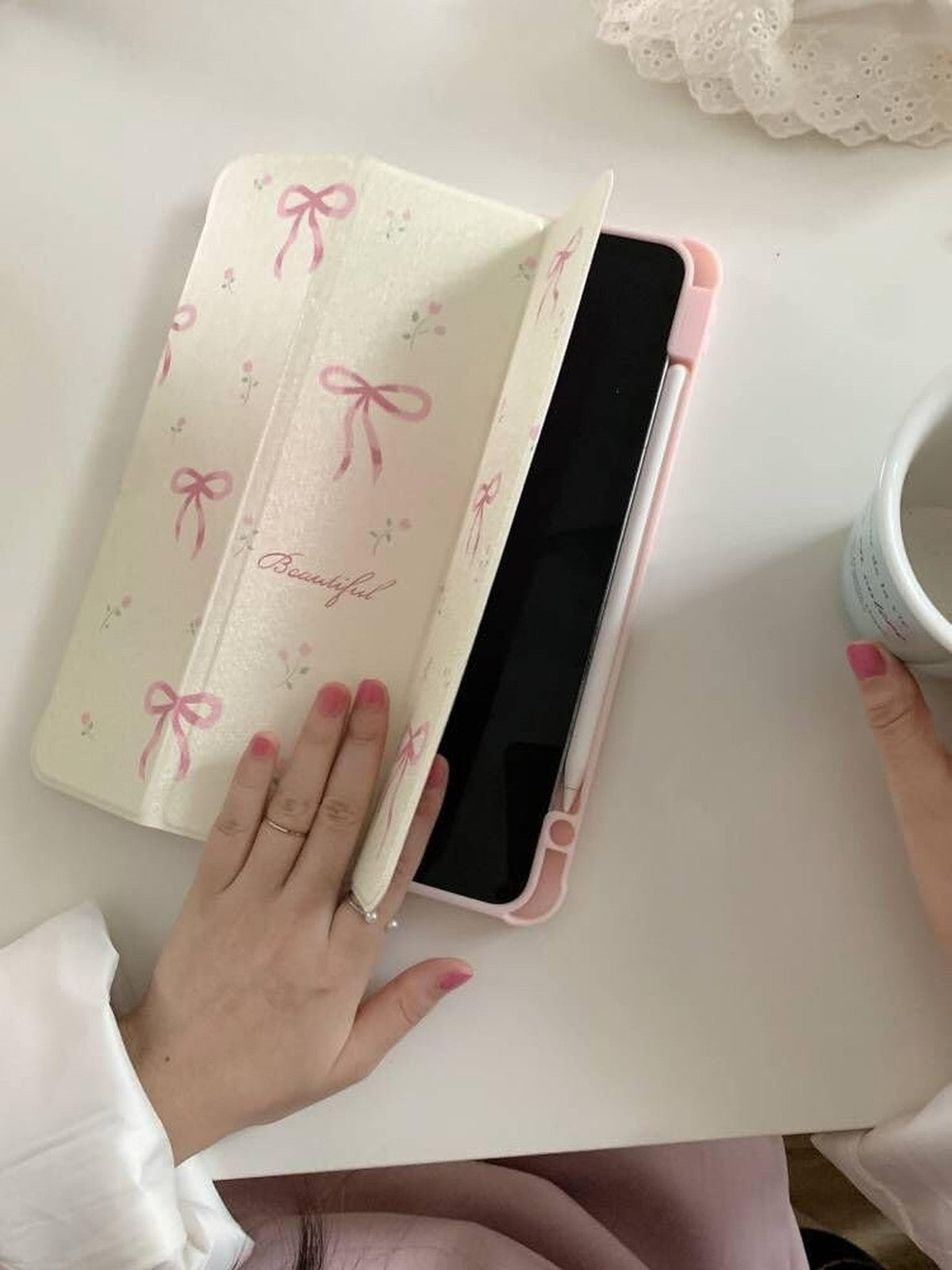 Leather iPad Folio Case with Kickstand & Stylus Holder for 9th Gen 10.2-Inch