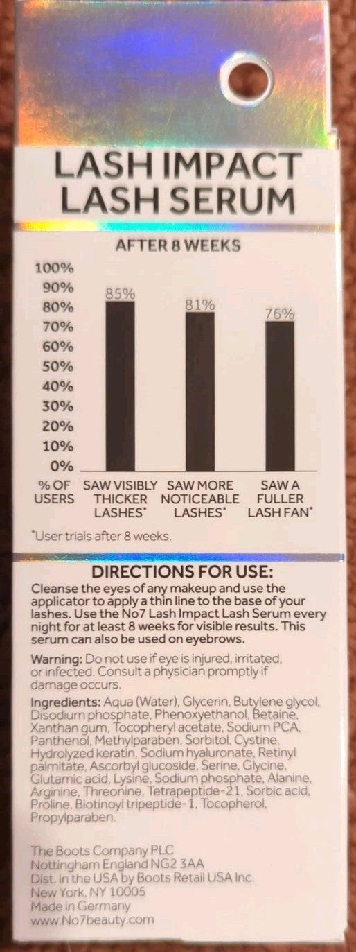 No7 Lash Impact Lash Serum 6ml Eyelash Growth Treatment - New