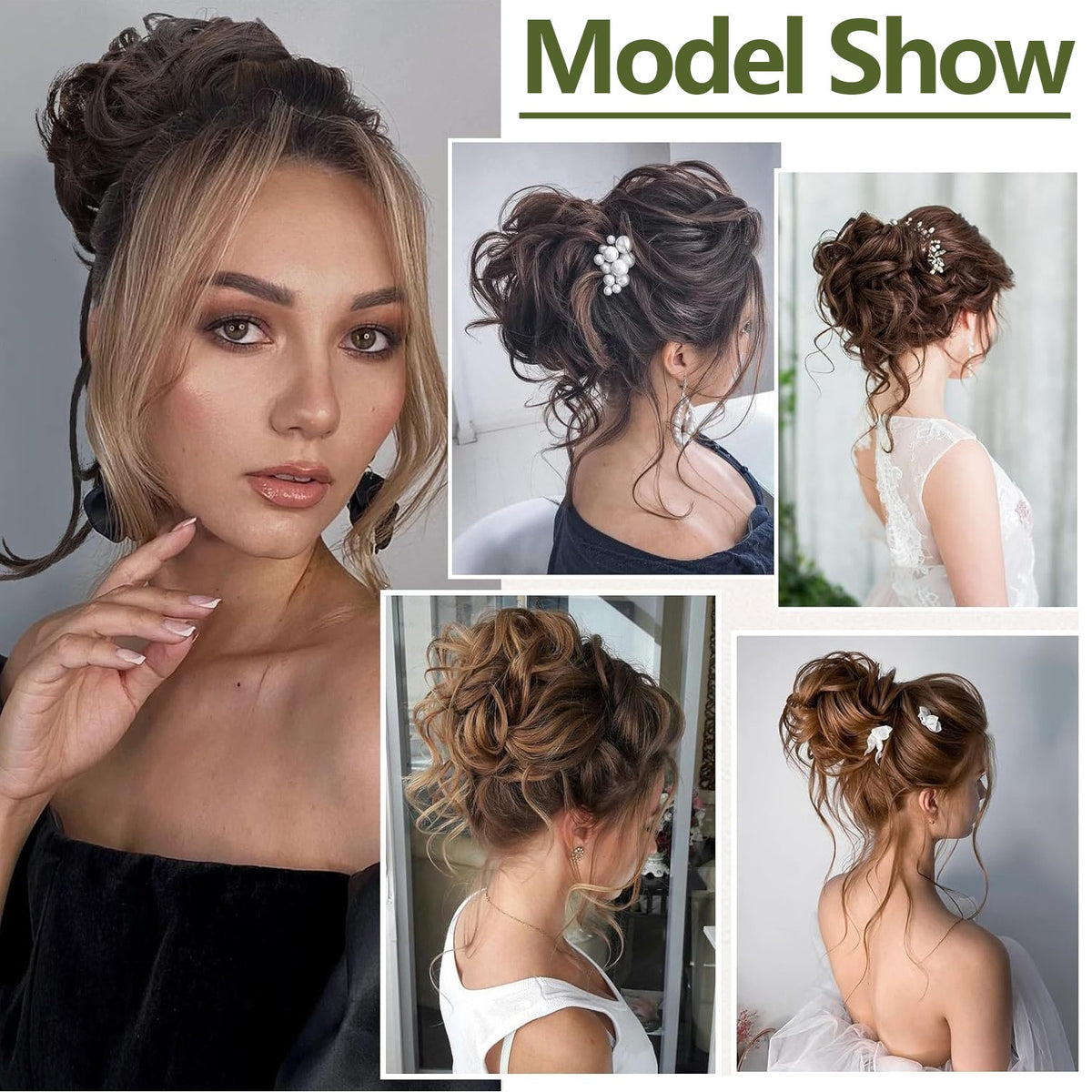 Natural Clip-In Messy Bun Hair Extension Hairpiece for Updo & Wedding