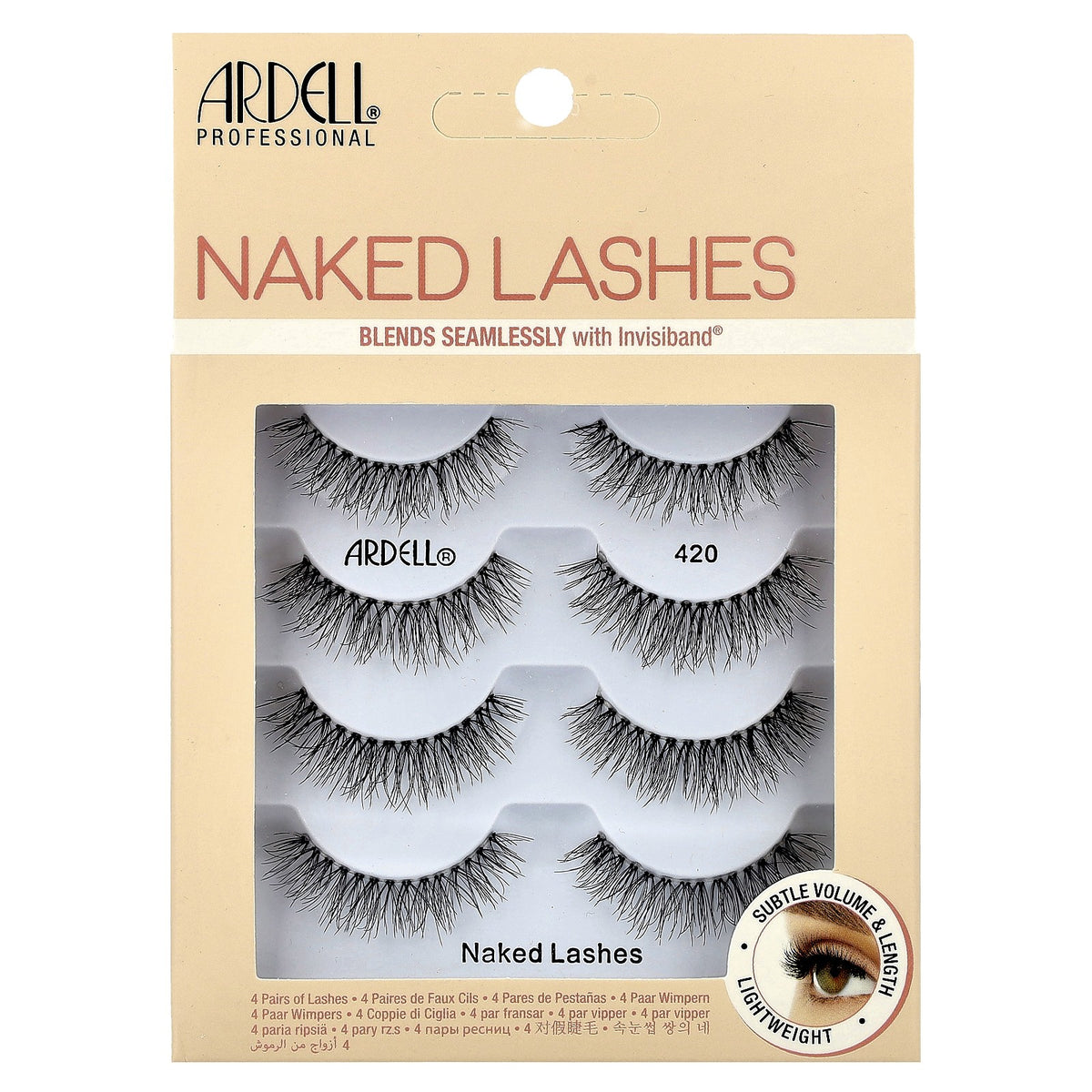 False Eyelash Set - 4 Pairs, Natural Length & Volume, Lightweight, Multipack