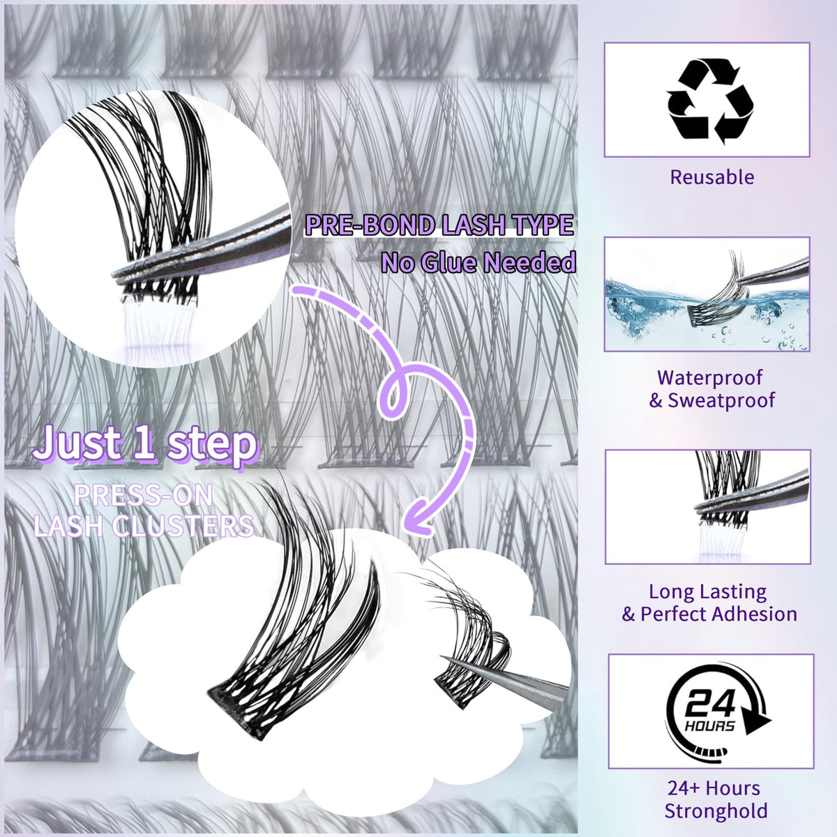 Self Adhesive Eyelash Clusters 10-18mm with Bottom Lashes - Natural Look Pack of 106
