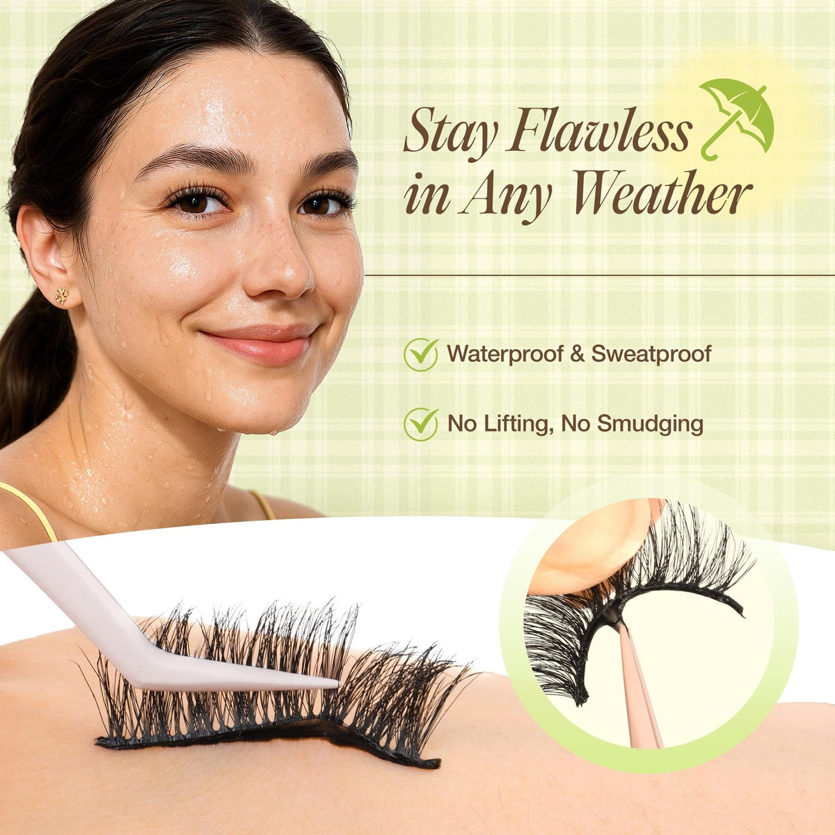 Self Adhesive False Eyelashes Natural Look Press-On 5 Pairs, Black