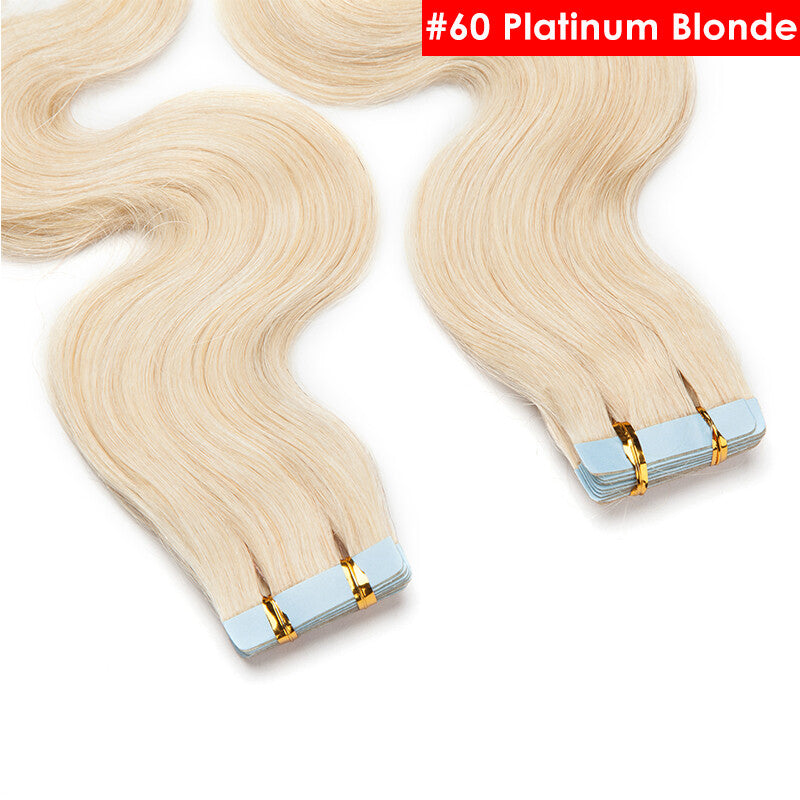 Full Head Thick Tape-In Human Hair Extensions - Remy Wavy Skin Weft