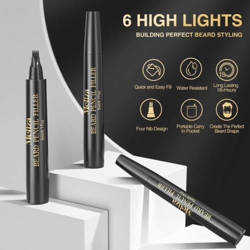 Beard Pencil Filler, Meliza Pen, Waterproof & Sweat Proof Color Brown