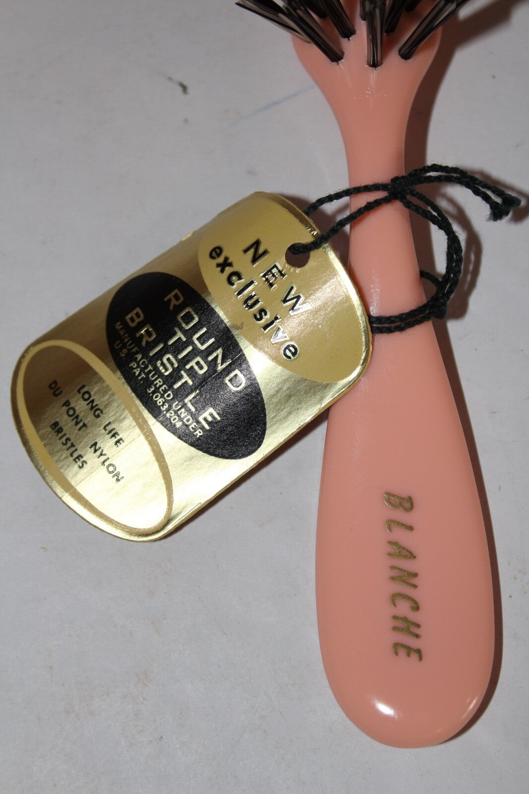 Vintage Round Bristle Hair Brush with Nylon Tips - 7.5" Pink