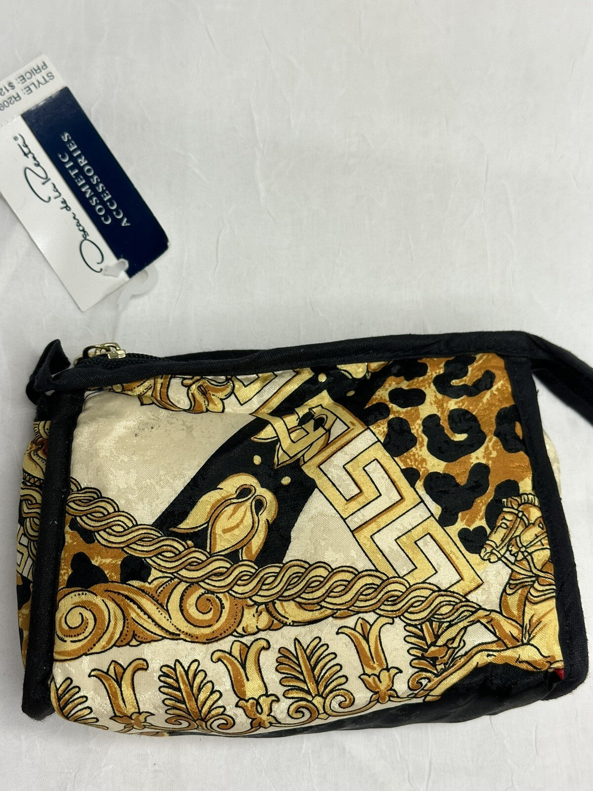Oscar de la Renta Silk Toiletry Travel Bag Baroque Design New