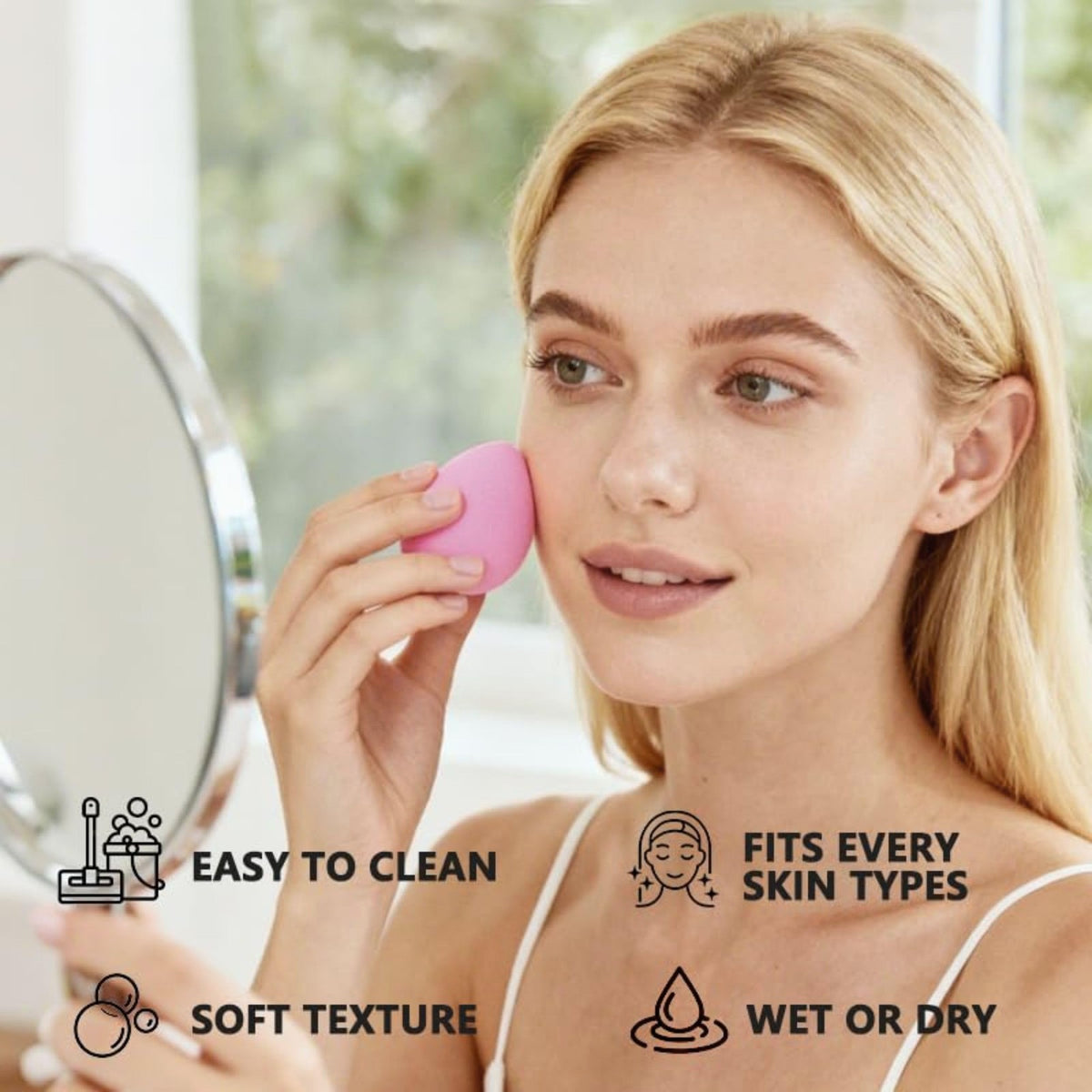Makeup Sponge Set - Tear Drop & Flat Shapes, 6-Piece Assorted Colors