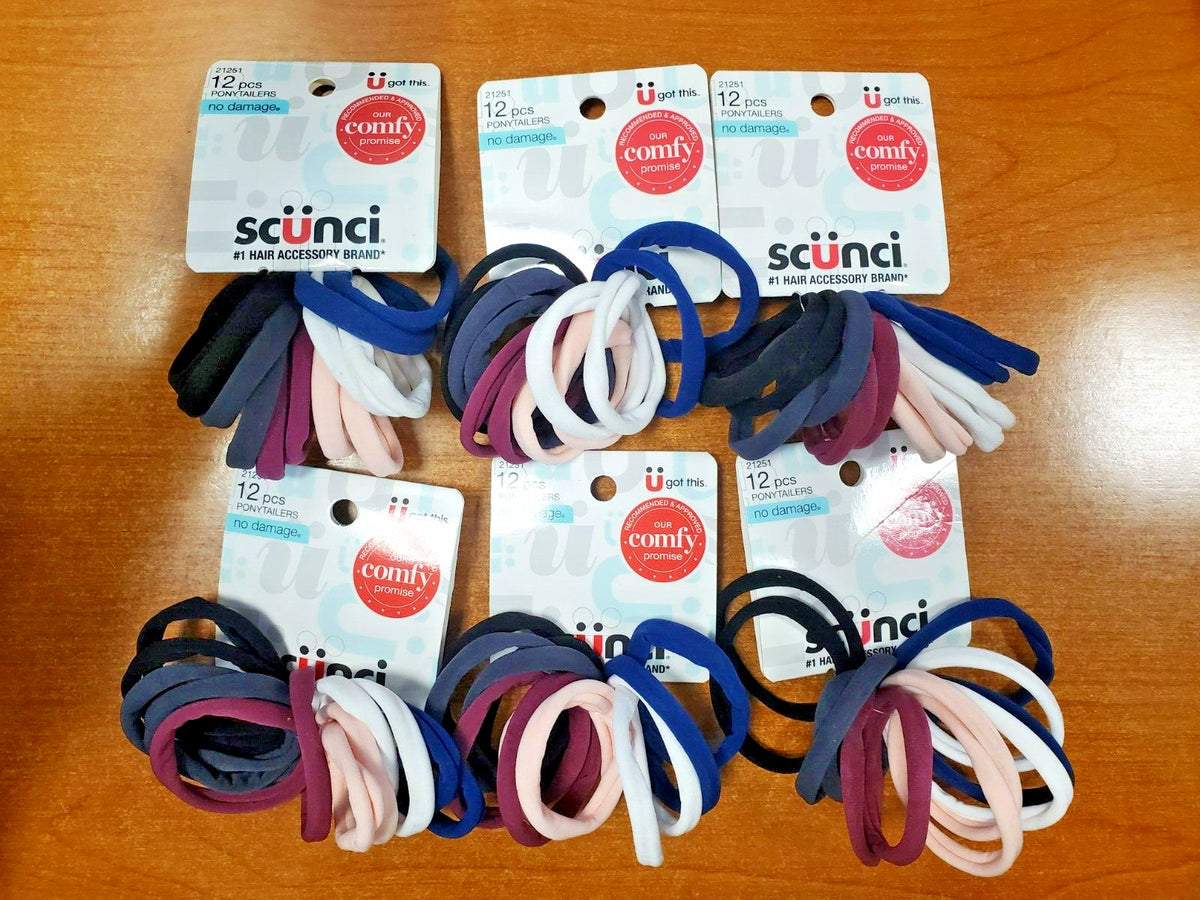 6 Pks of 12: Ponytailers No Damage Super Stretch Elastics Assorted