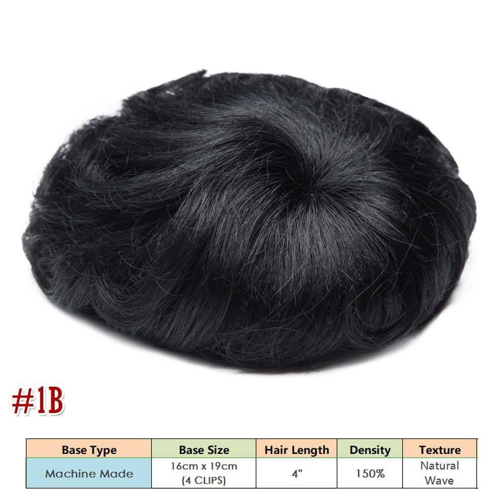 Men's Hair Replacement System Toupee Human Hair Skin V Loop - Natural-Looking Hairpiece