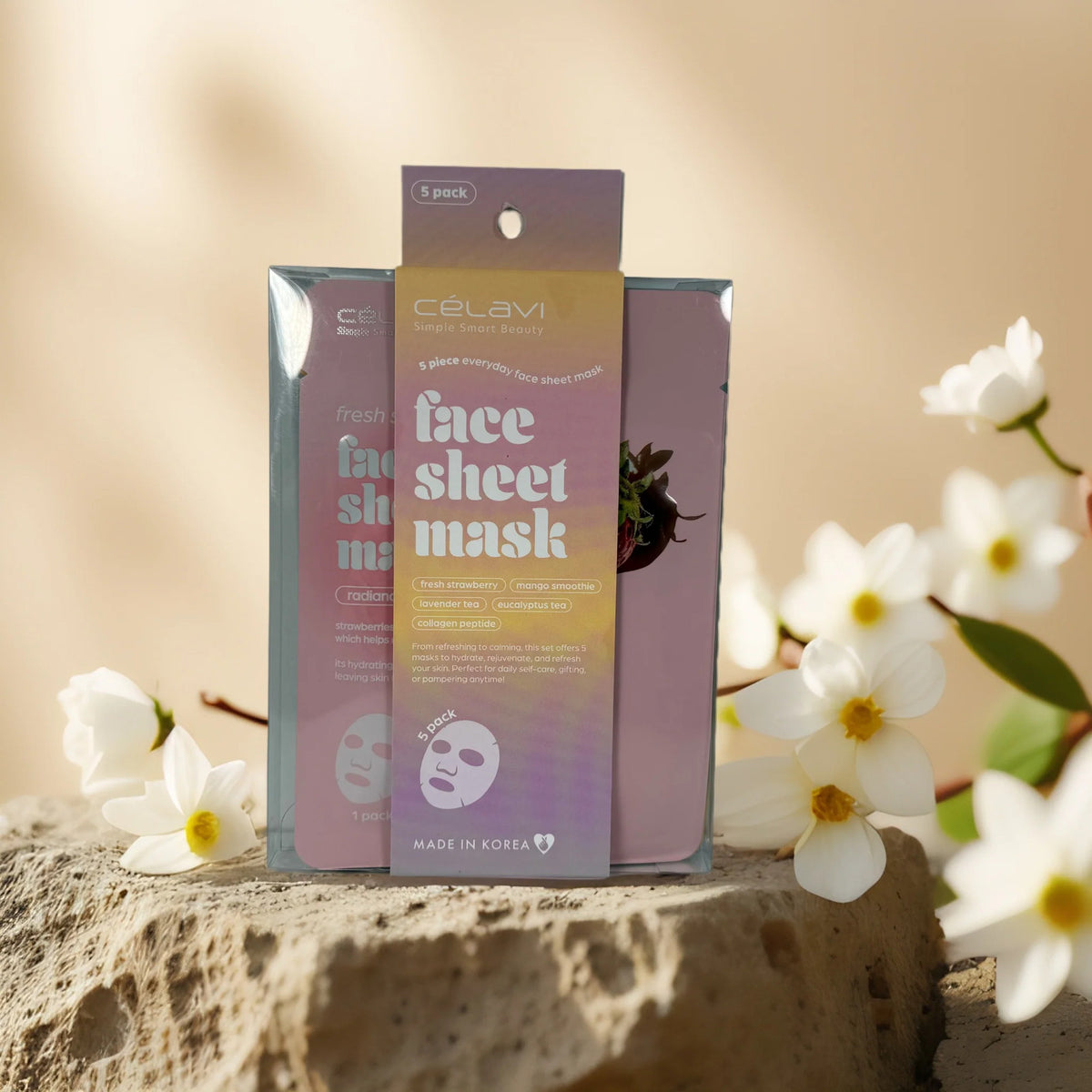 Facial Sheet Mask Set with 5 Assorted Scents for Hydrating and Soothing Skin