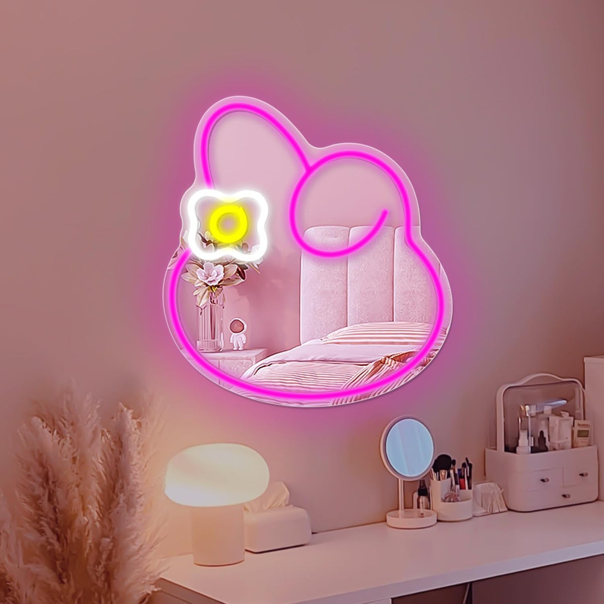 Dimmable Anime Melody Neon Mirror Sign for Bedroom & Dresser