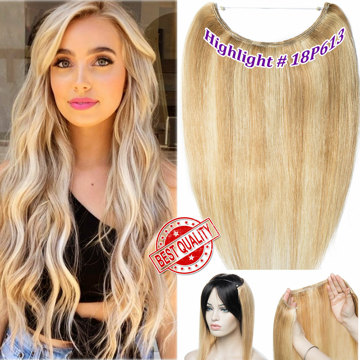 Invisible Wire Clip-In Human Hair Extensions - Thick & Natural Look