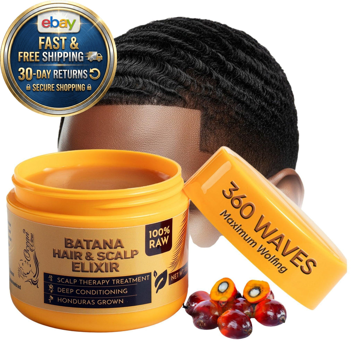 Wave Pomade for Black Men Hair 4 oz Deep Control & Moisture - Cocoa Brown