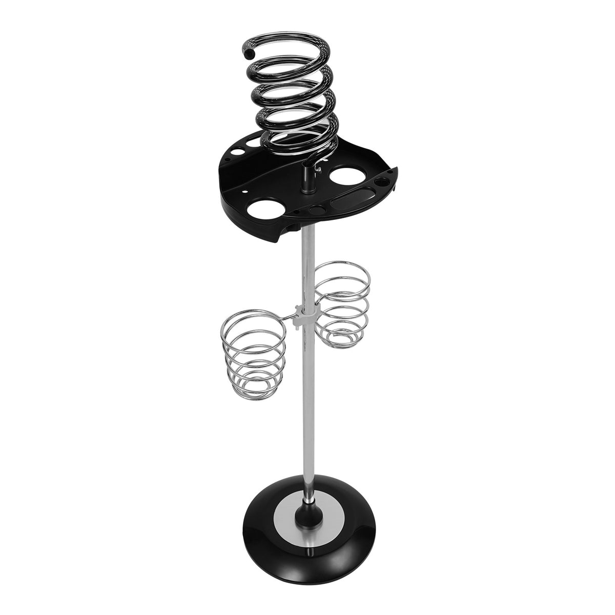 Freestanding Hair Dryer Stand with Tray & Spiral Holders, Black