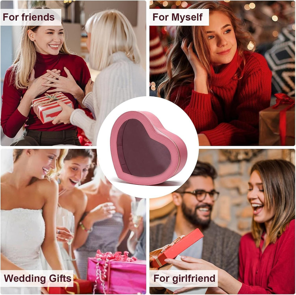 Pink Heart Makeup Bag - Heart-Shaped Cosmetic Organizer for Travel & Gift