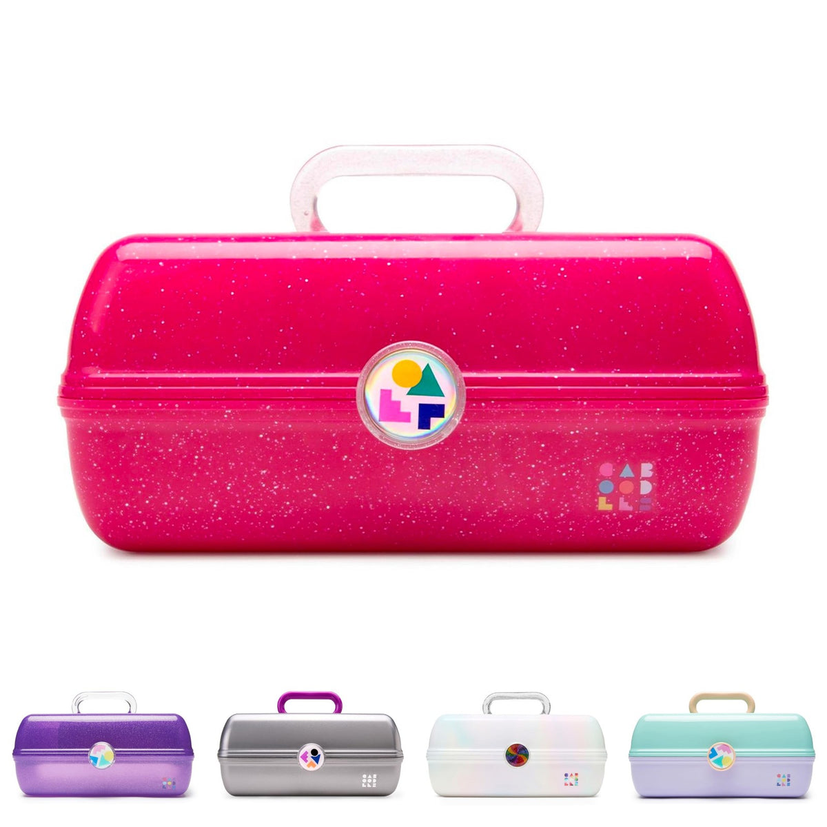 Travel Makeup Organizer Case with Mirror & Secure Latch - Deep Pink Sparkle