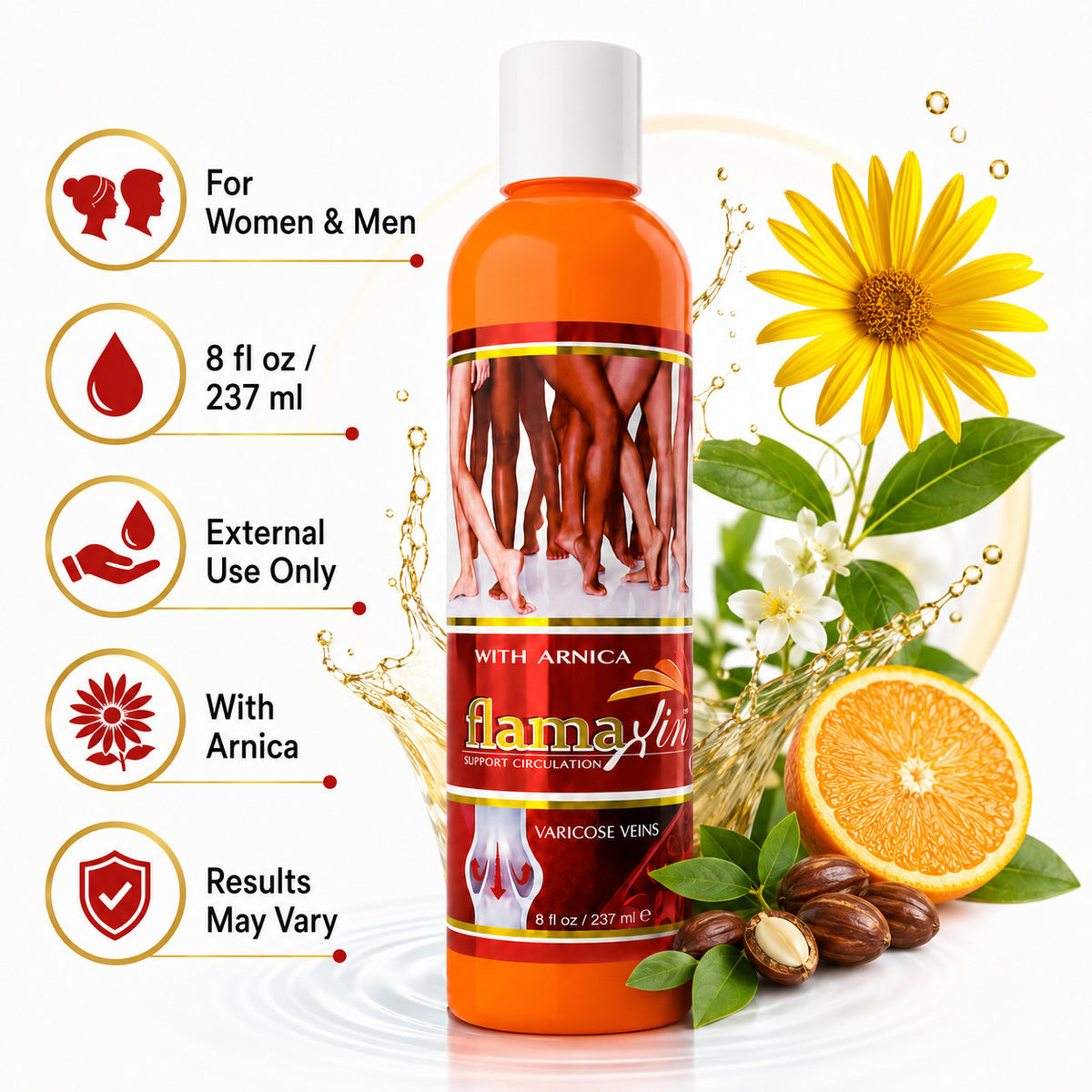 Arnica Horse Chestnut Leg Gel for Varicose & Spider Veins - 8 oz