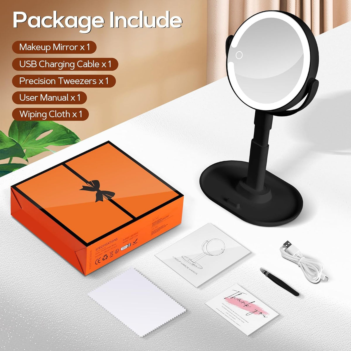 Lighted Magnifying Makeup Mirror with 30X Magnification and Adjustable Lighting