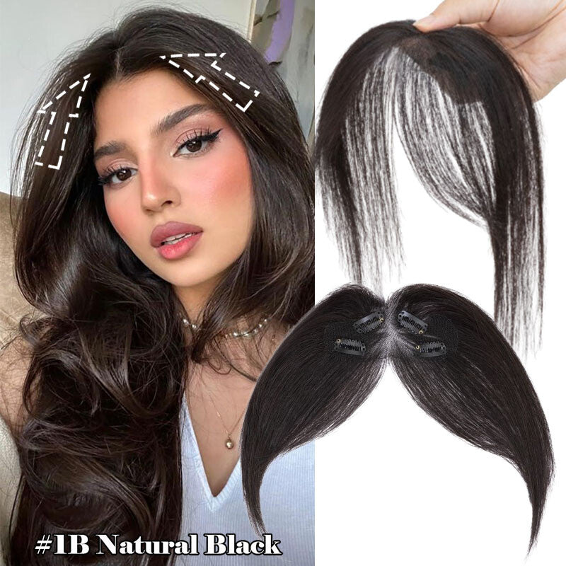 Clip-In Human Hair Bangs Extension with Wispy & French Styles - Natural & Dark Brown
