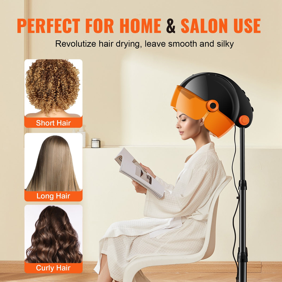 Ionic Hooded Hair Dryer 1875W Salon-Quality Hair Styling with Negative Ions