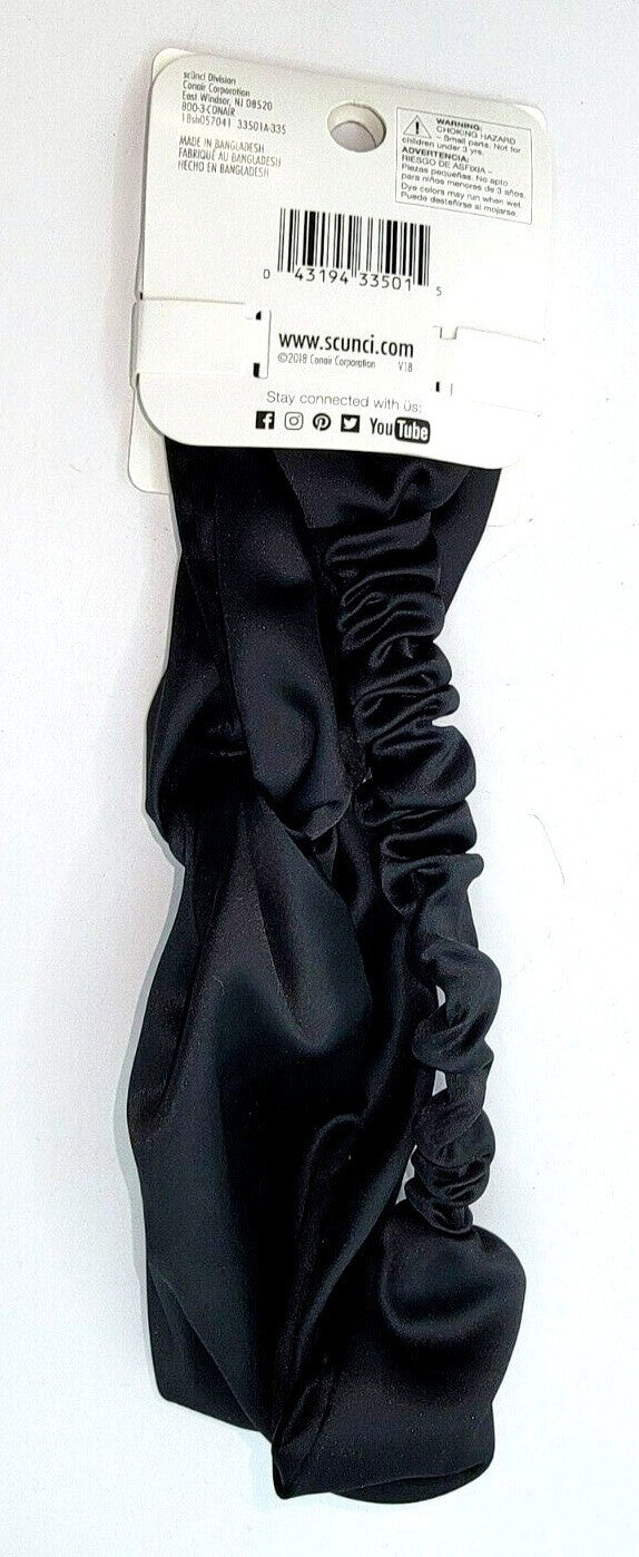 Scunci Real Style U Got This - 1pc Headwrap, Black Silky Feel, SEALED