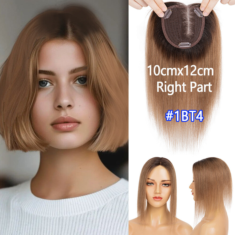 Remy Human Hair U-Part Topper Clip-In Hairpiece for Hair Loss & Volume