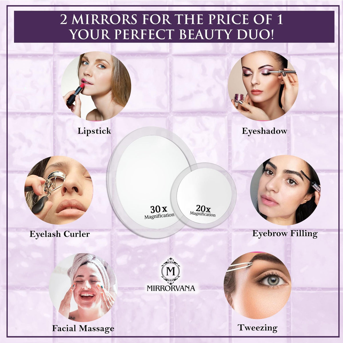 Double Sided 7.8 Inch Tabletop Makeup Mirror with 20X Magnification