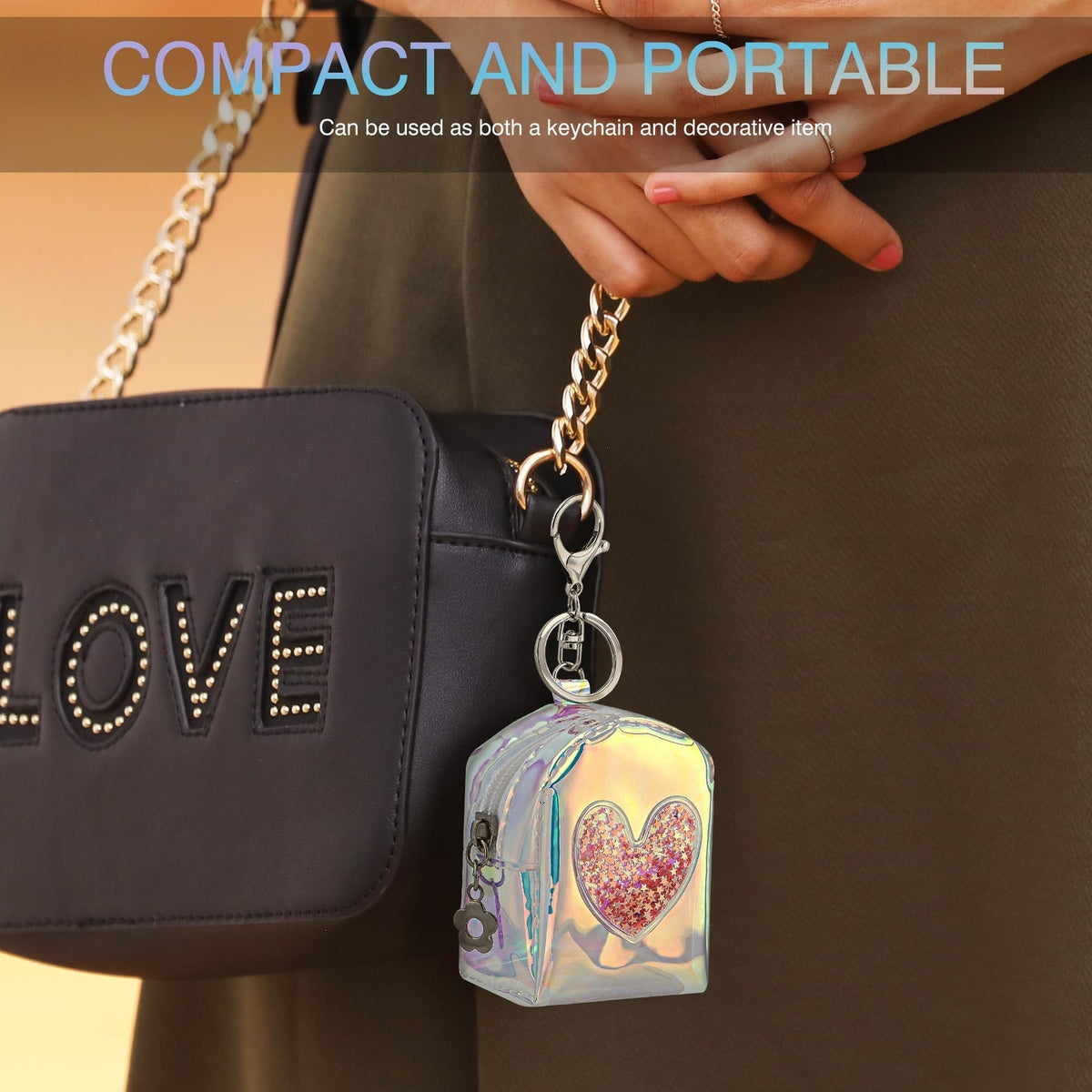 Mini Lipstick Travel Case Organizer with Keychain – Compact Cosmetic Storage Bag