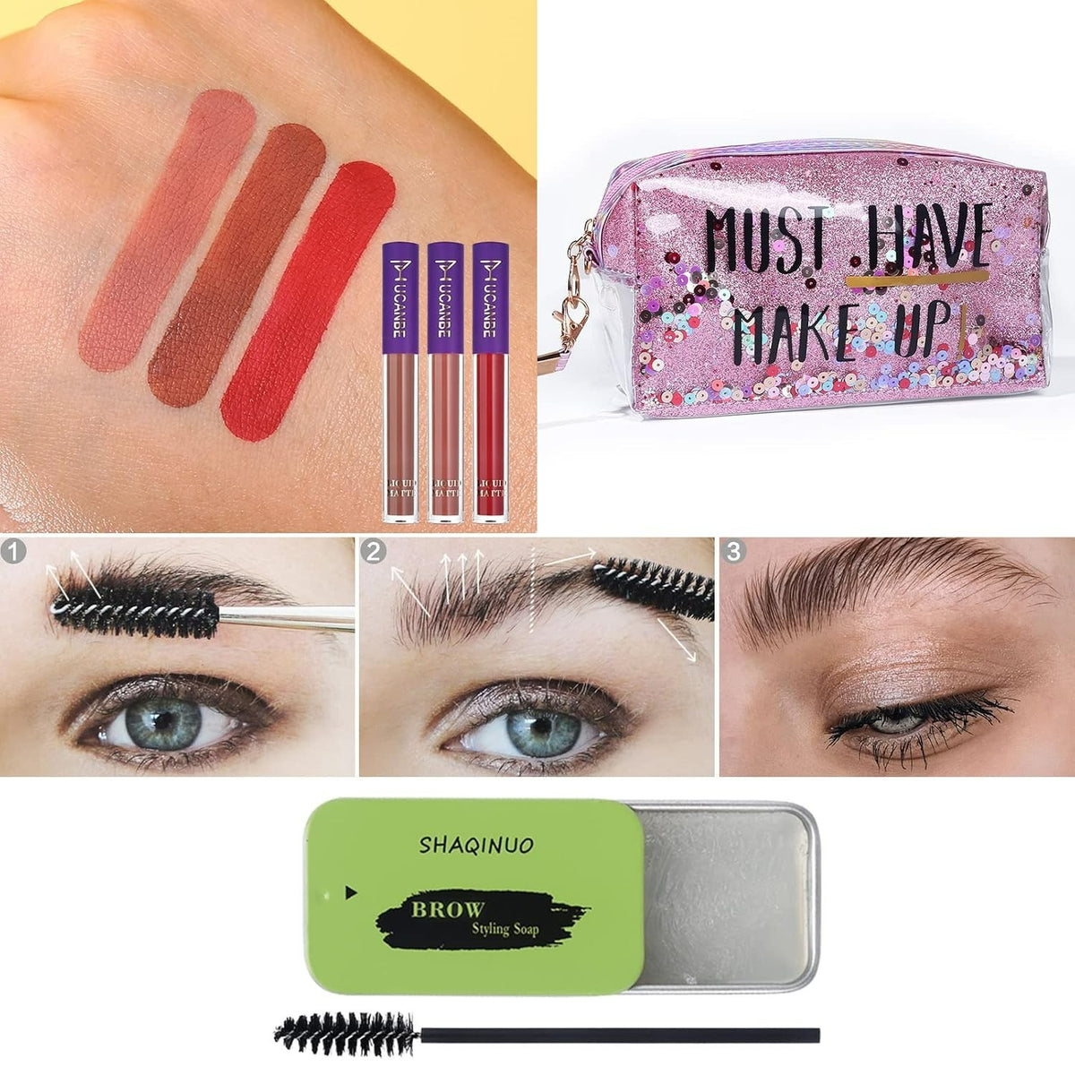 Makeup Set for Women 39-Color Nude & Smokey Eyeshadow Palette with Lipstick & Tools
