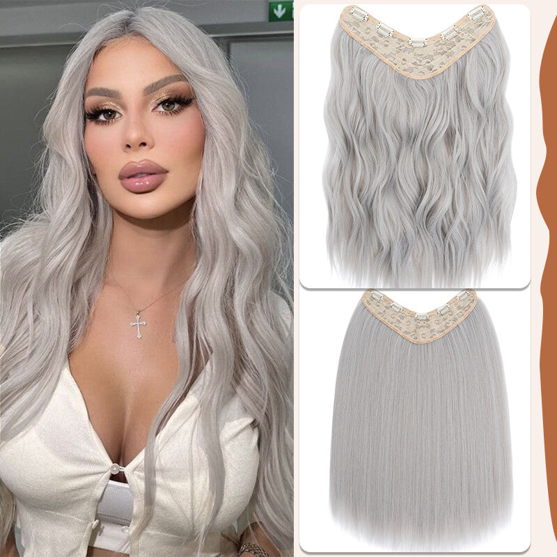 Clip-In Hair Extensions Full Head V-Shape 3/4 Thick Hairpieces with 5 Clips