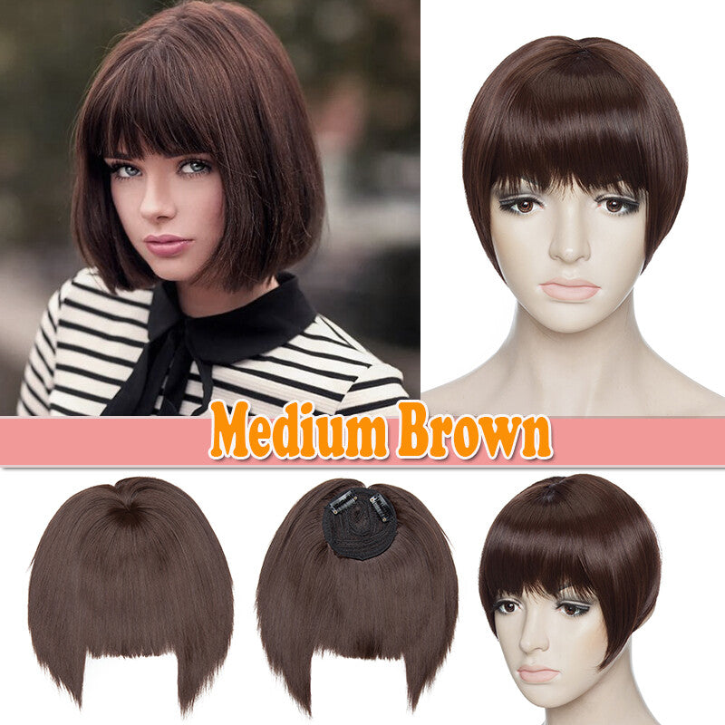 Clip-In Thin Neat Bangs Hairpiece for Front Fringe Hair Extensions