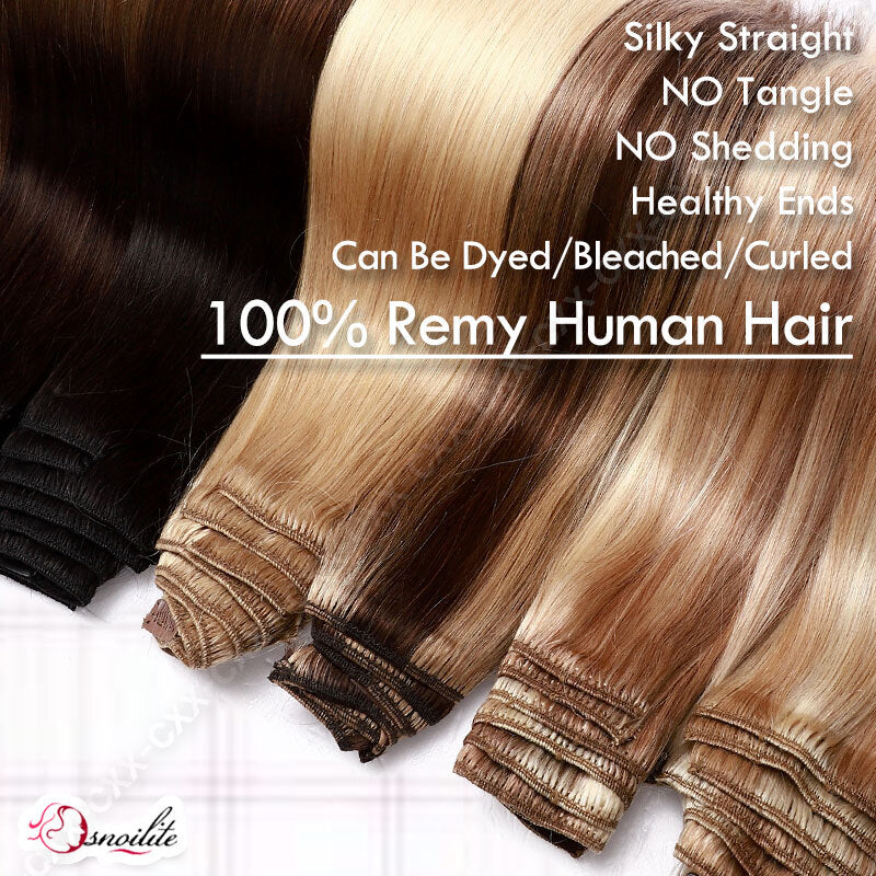 Clip-In Human Hair Extensions Full Head - Virgin Remy, Multiple Colors & Lengths
