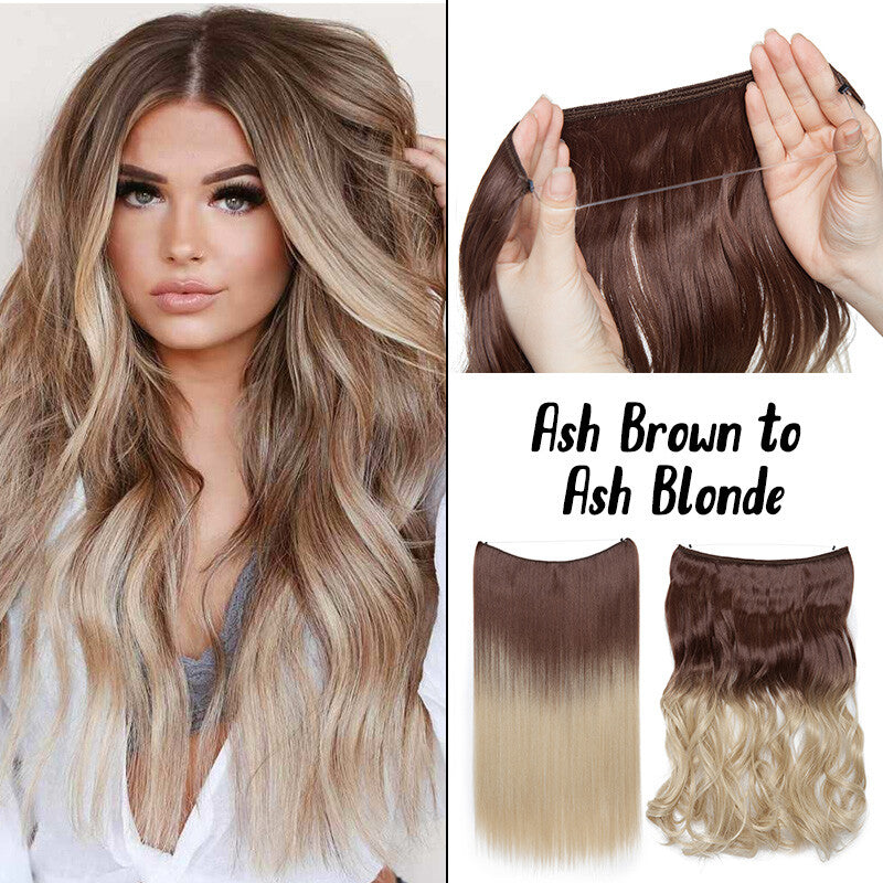 Natural Wire-In Hair Extensions Clip-In Nano Ring Hairpiece - Versatile & Easy to Use
