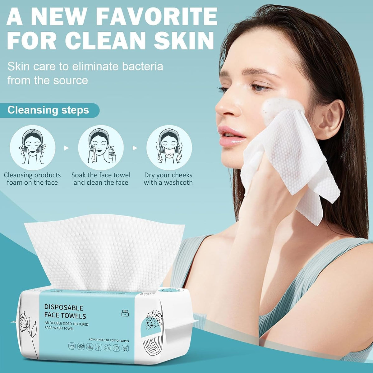 Disposable Face Towel Sheets for Makeup Remover & Daily Skincare - 100 Count