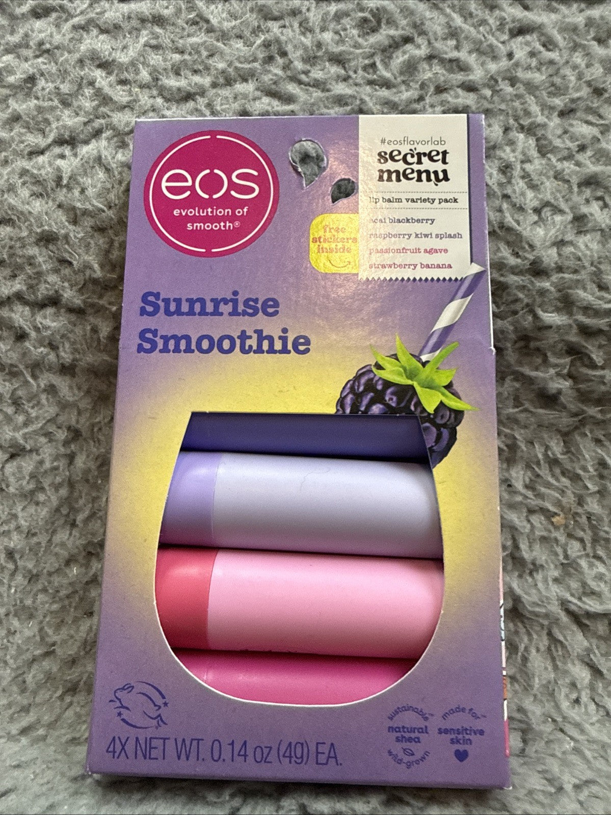 Lot of 2 Eos Lip Balm Sets - Sunrise Smoothie Flavor 8 Count