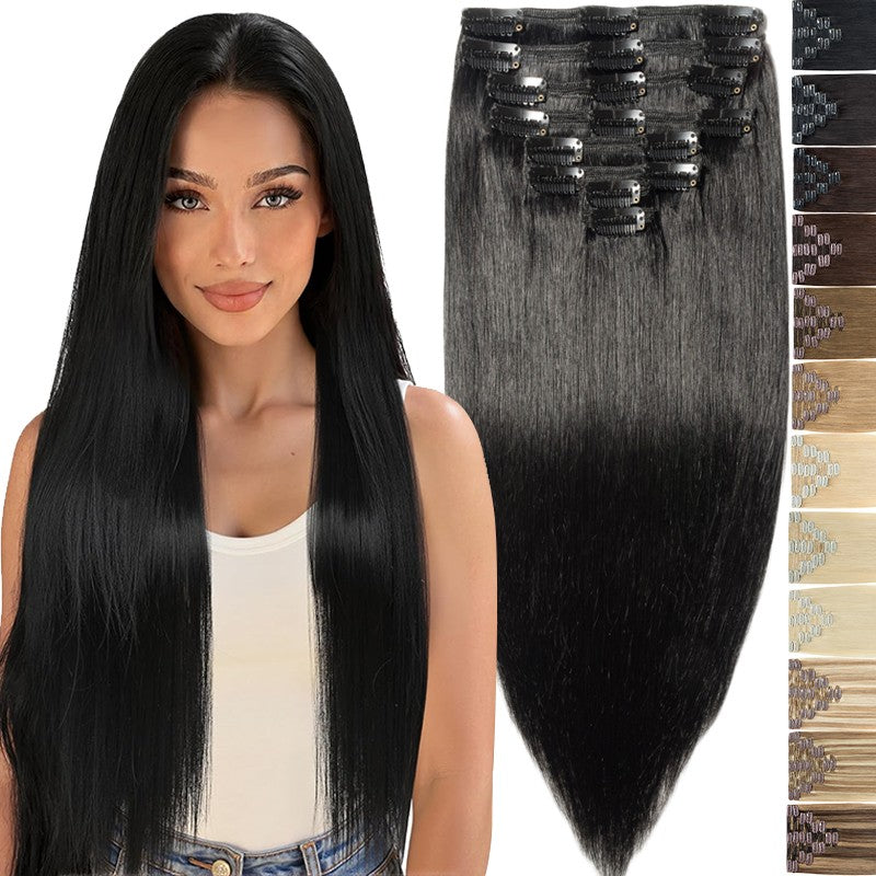 Thick Double Weft Clip-In Human Hair Extensions Full Head 150-170g