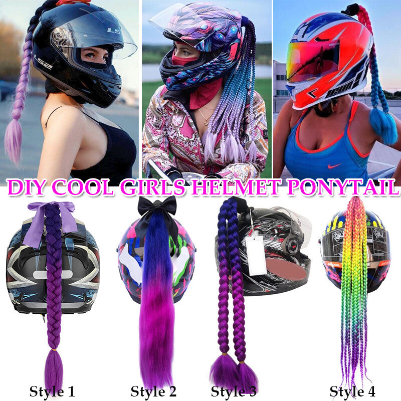 Helmet Ponytail Hair Extensions for Motorcycle Helmets - Braids & Twists