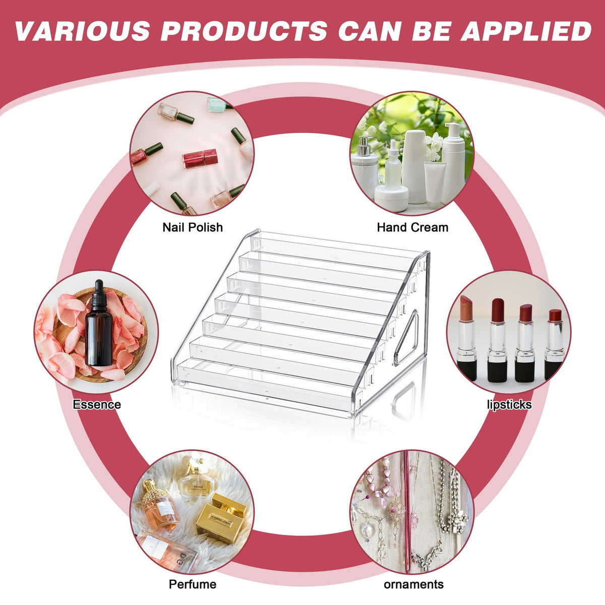 4-Tier Clear Acrylic Nail Polish Organizer Holds 32-64 Bottles Vanity Storage