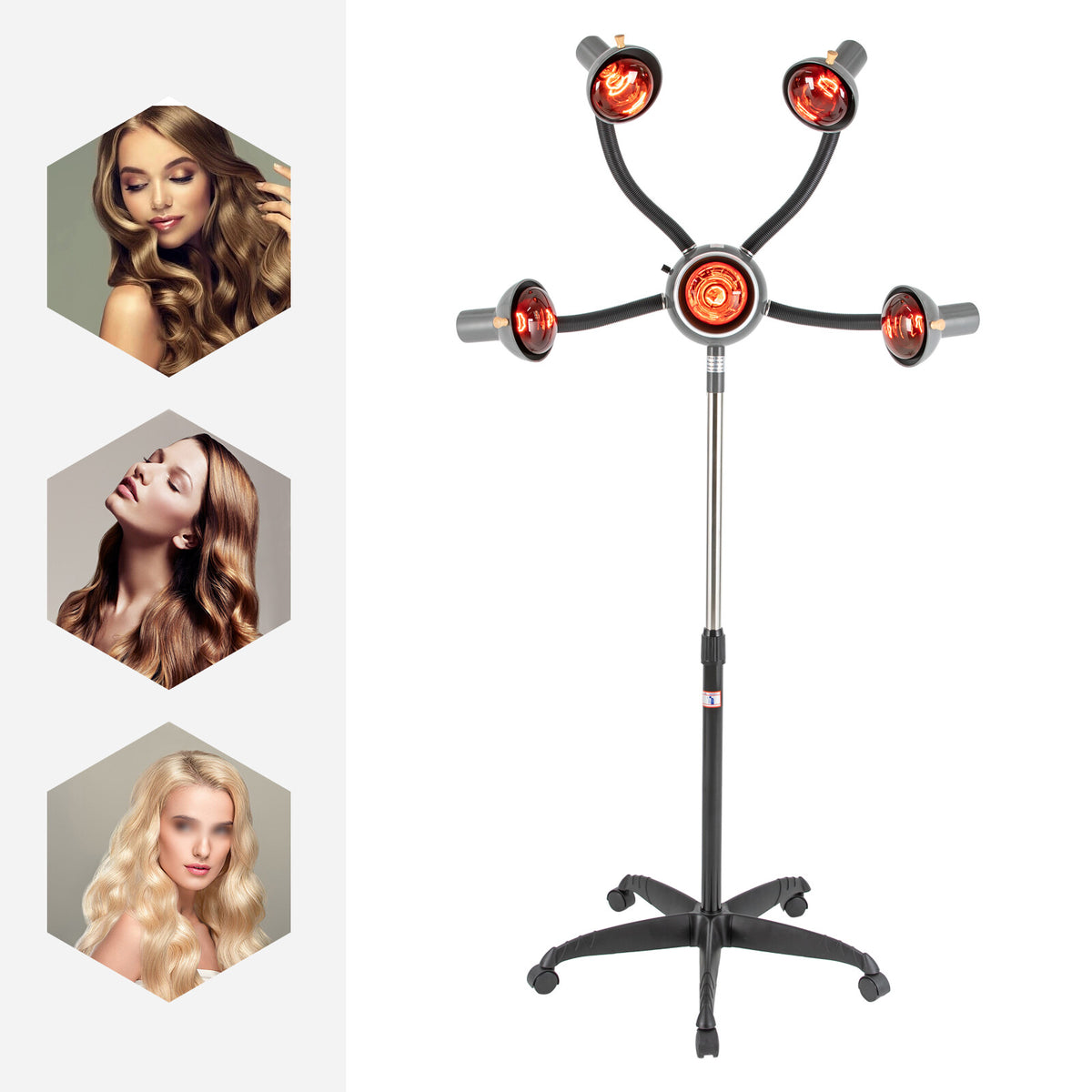 Infrared Hair Therapy Lamp with 5 Heat Heads for Hair Styling & Care
