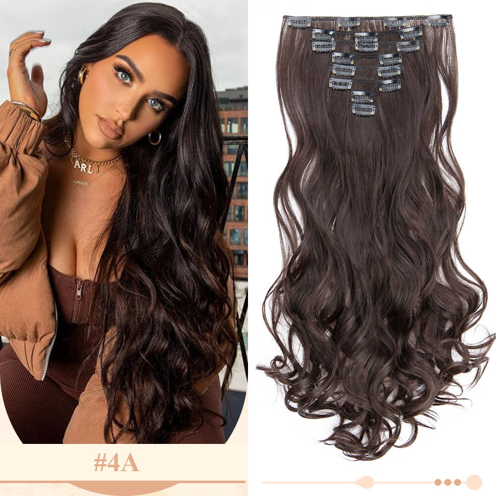 Clip-In Hair Extensions Full Head Ombre Highlight Synthetic Thick Hair 8-24 Inches